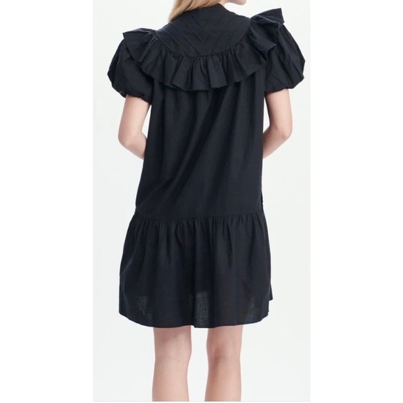 LOVE THE LABEL Tatiana Ruffle-Yoke Puff-Sleeve Button Down Mini Dress Size small - Picture 2 of 8